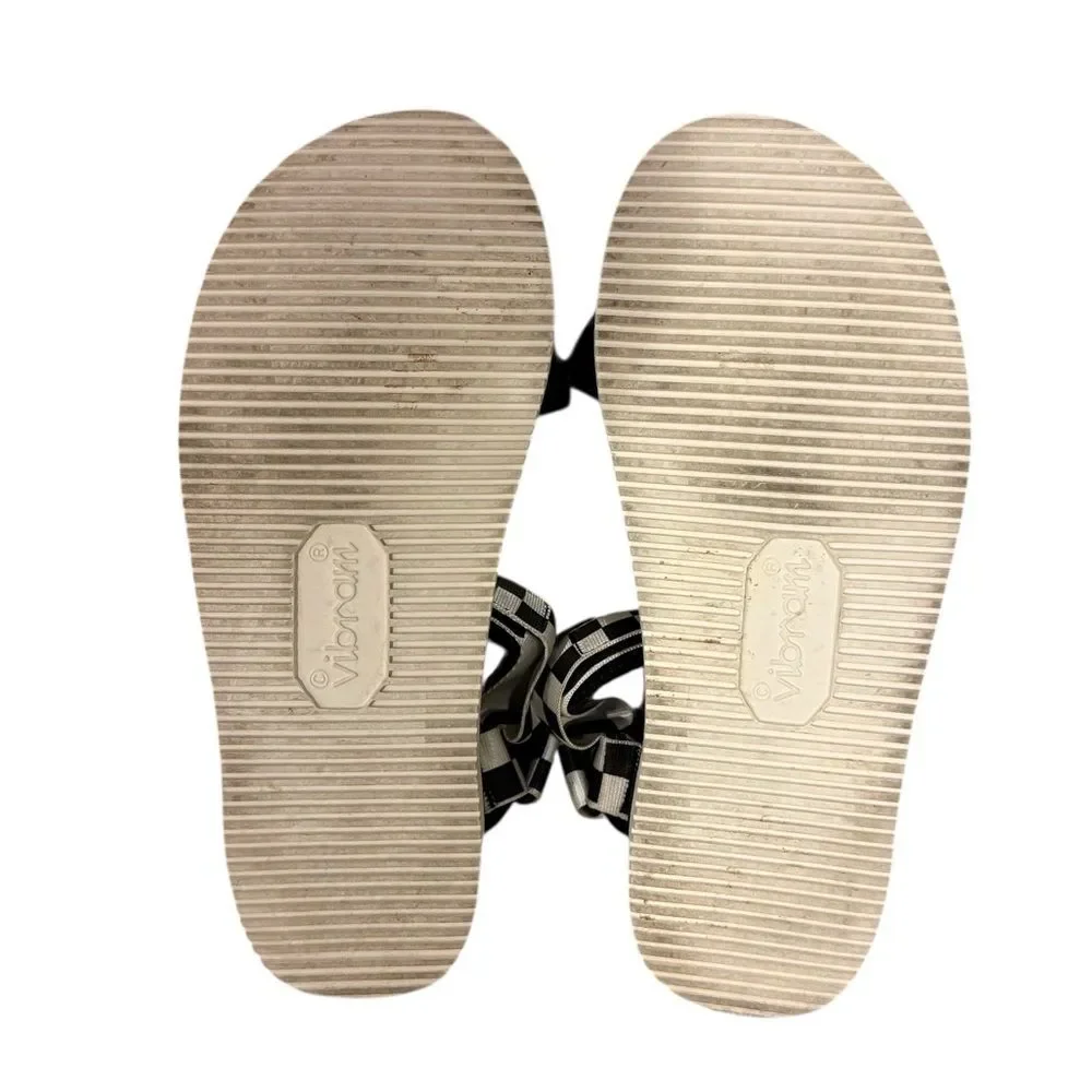 Suicoke Black White Checkered Straps Vibram Sole Sandals Men’s Sz 8 Women’s 10
